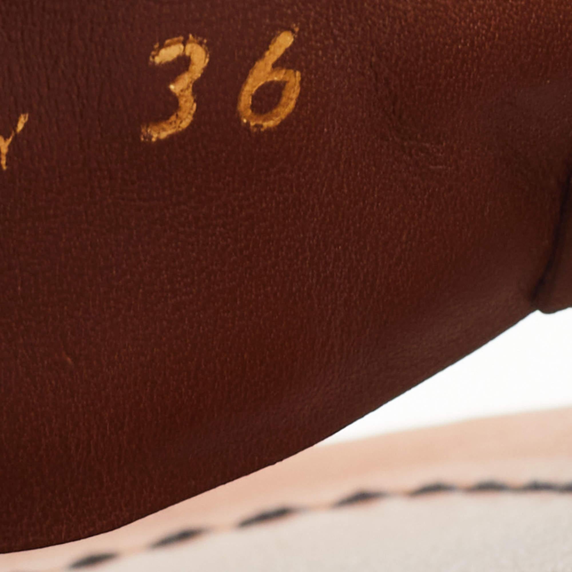 Prada Brown/Blue Leather Studded Ribbon Flat Sandals Size 36 3