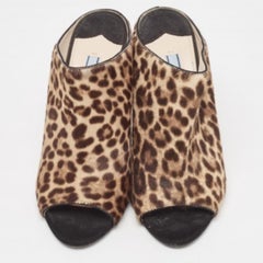 Prada Brown Calf Hair Wedge Sandals Size 37.5