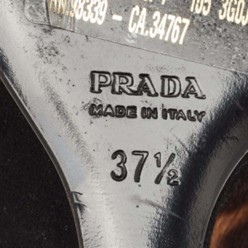 Donna Prada Sandali con zeppa in pelo di vitello marrone misura 37,5 in vendita