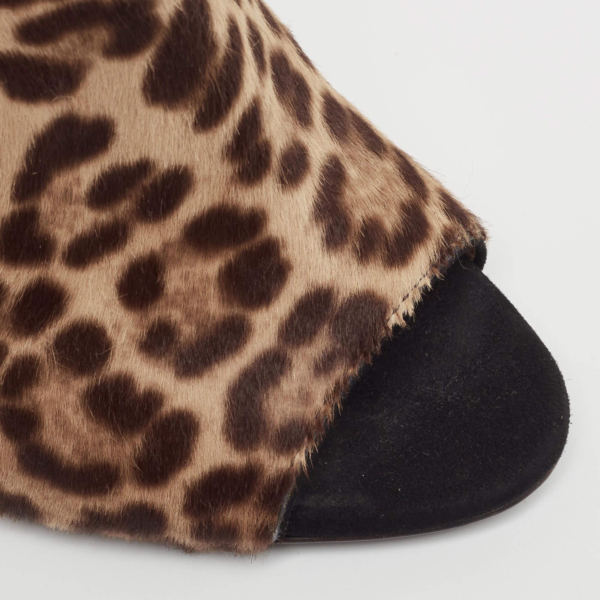 Prada Brown Calf Hair Wedge Sandals Size 37.5 2