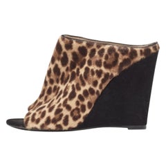 Prada Brown Calf Hair Wedge Sandals Size 37.5