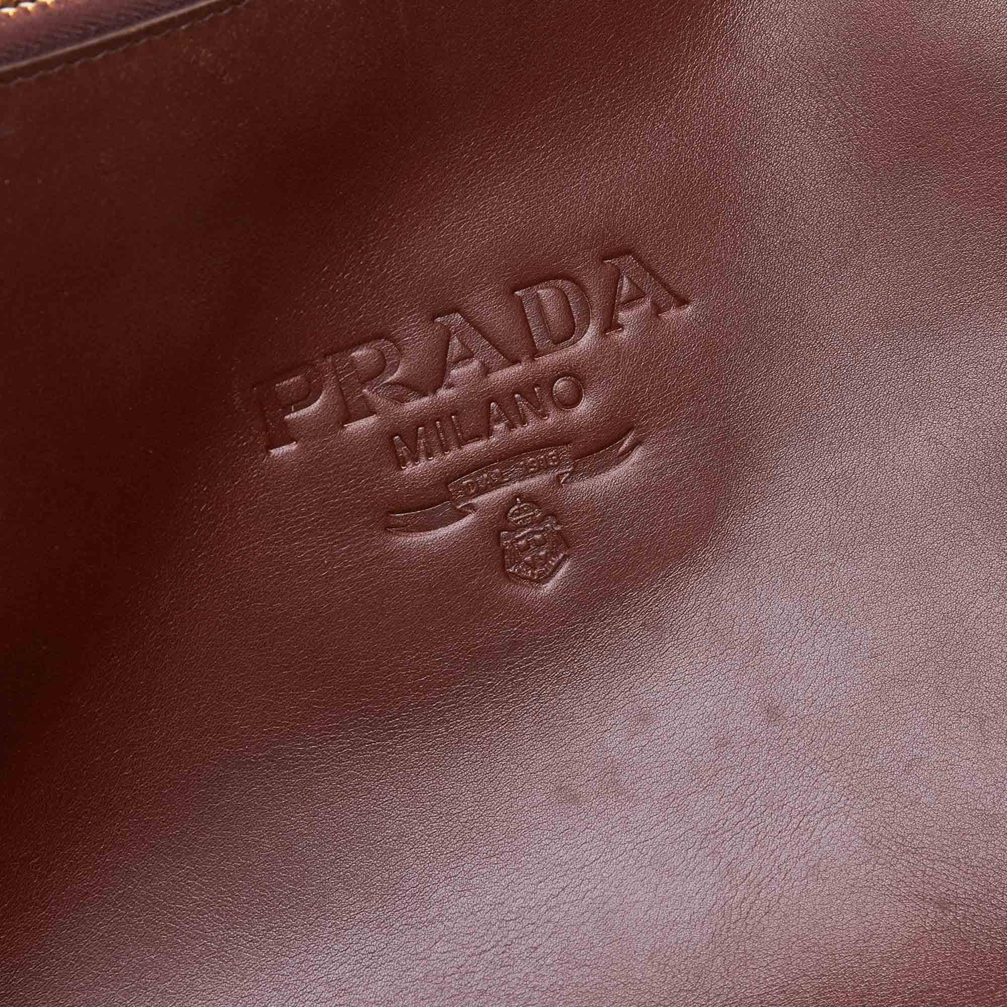 Prada Brown Calf Leather Chain Shoulder Bag Italy w/ Dust Bag 3