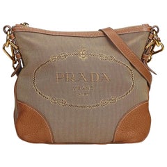 Prada Brown Canapa Jacquard Crossbody Bag