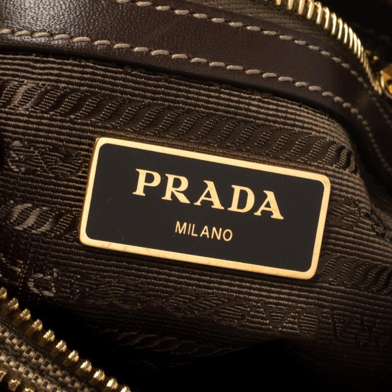 Prada Brown Canvas and Leather Crossbody Bag 6