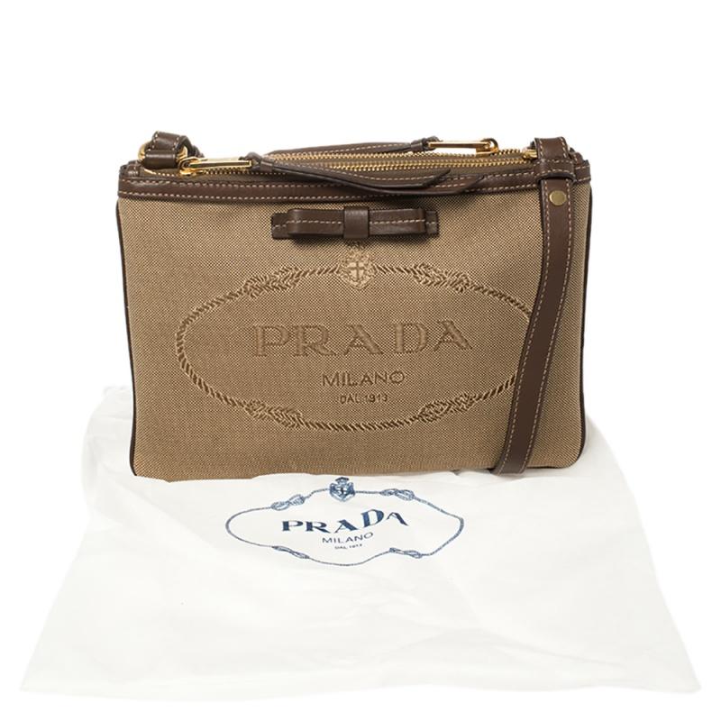Prada Brown Canvas and Leather Crossbody Bag 7