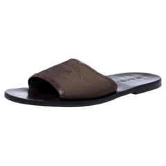 Prada Brown Canvas Flat Slides Size 41