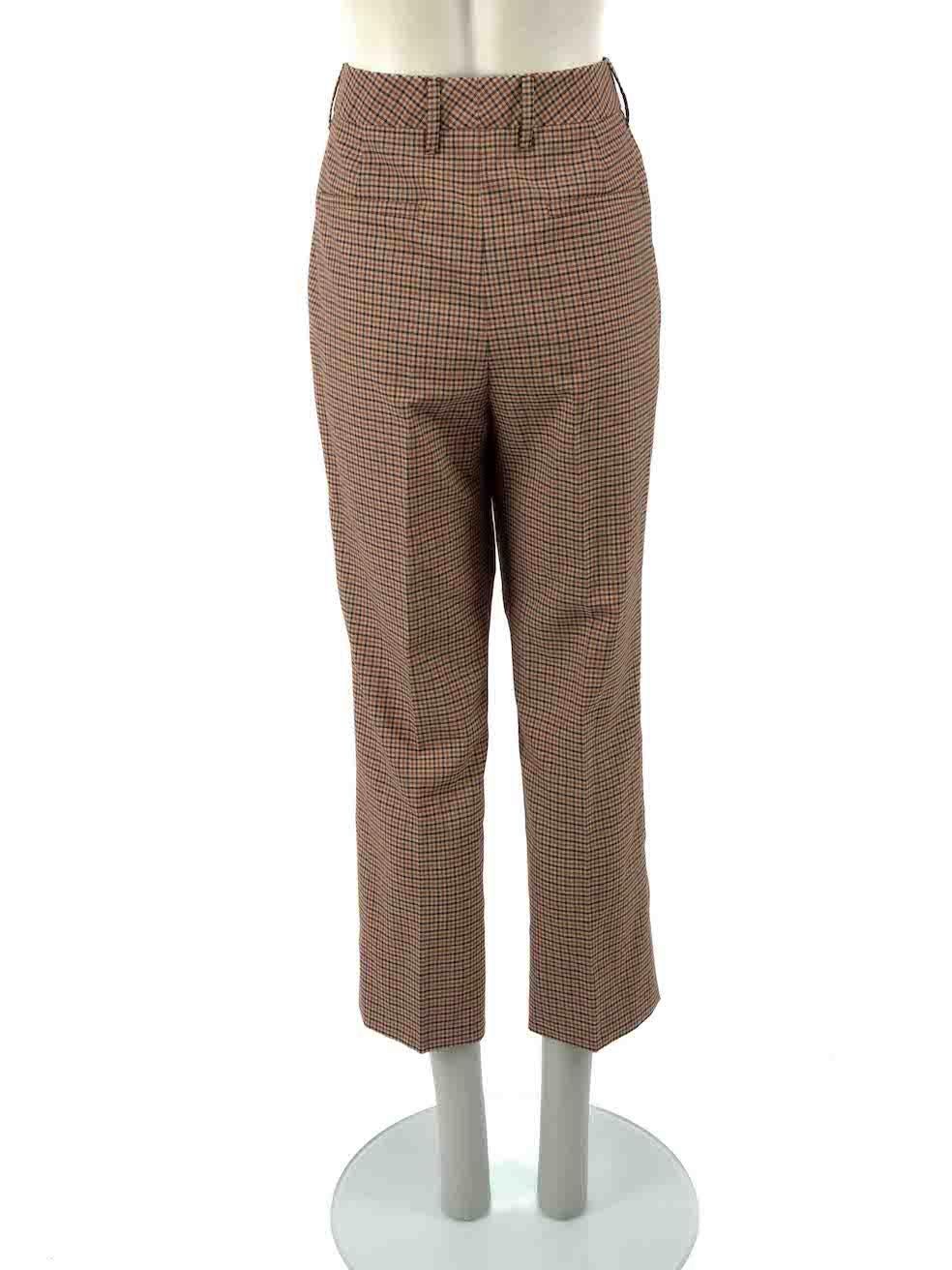 Prada Brown Checked Straight Leg Trousers Size L In Excellent Condition In London, GB