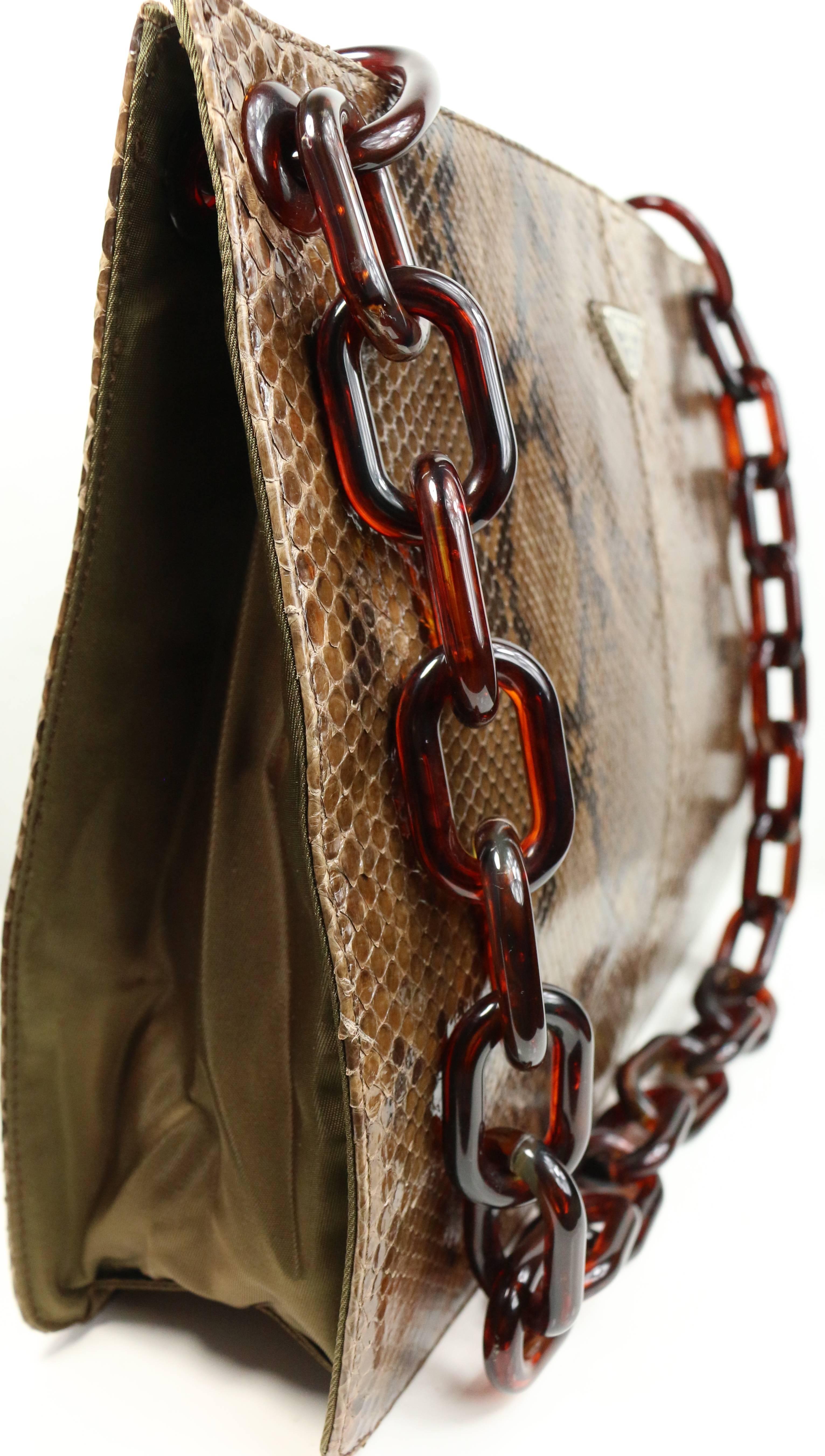 Brown Prada brown colour tortoise shoulder bag For Sale