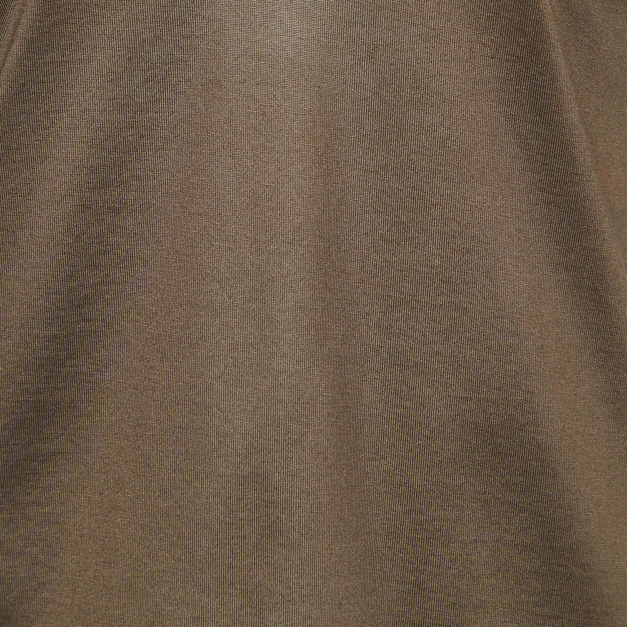 Women's Prada Brown Cotton Knit V-Neck t-Shirt L For Sale