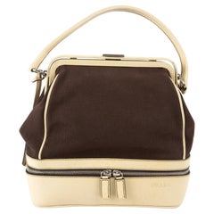 Prada Brown Cotton Top Handle Doctor Bag
