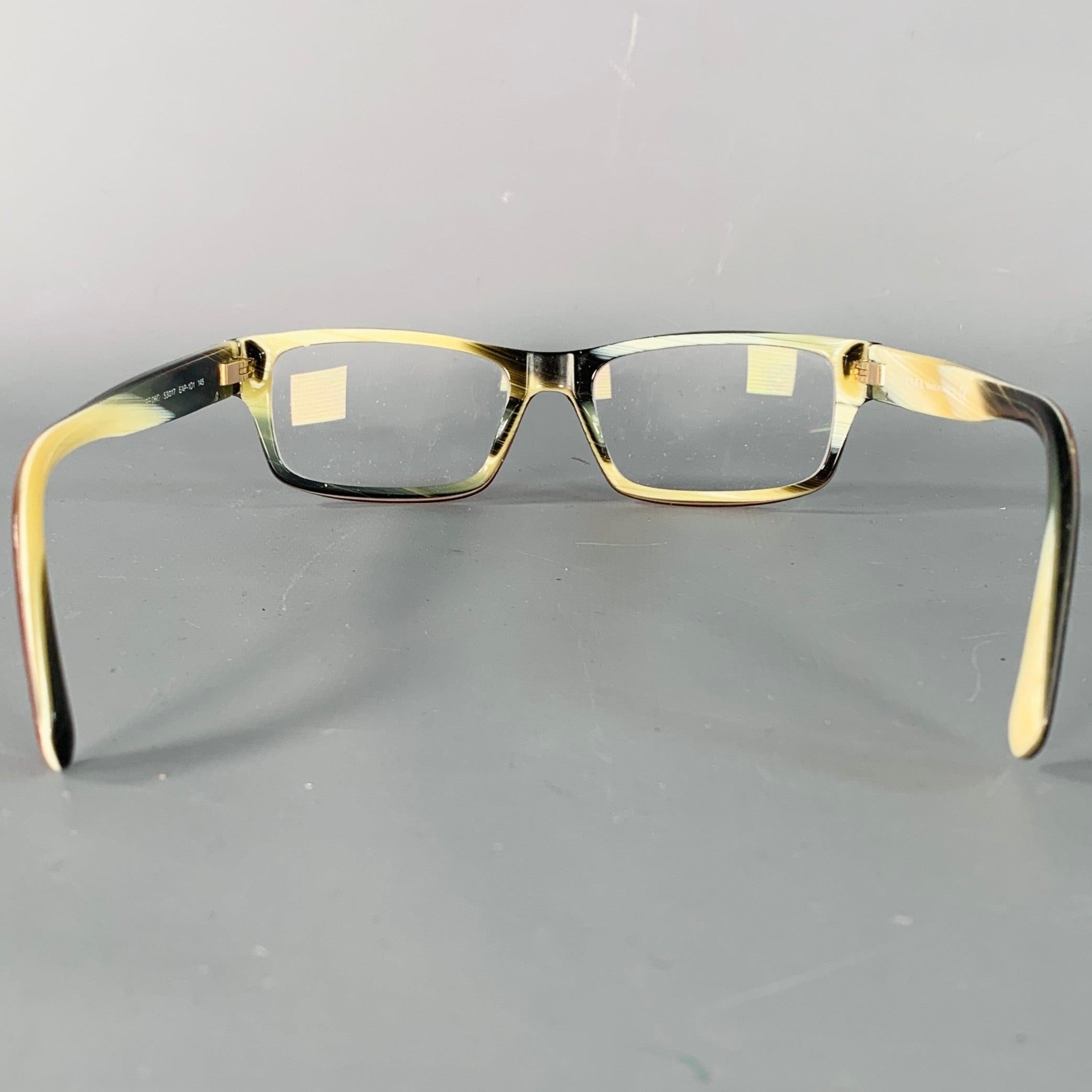 Bianco PRADA Occhiali da vista marroni crema in acetato marmorizzato in vendita