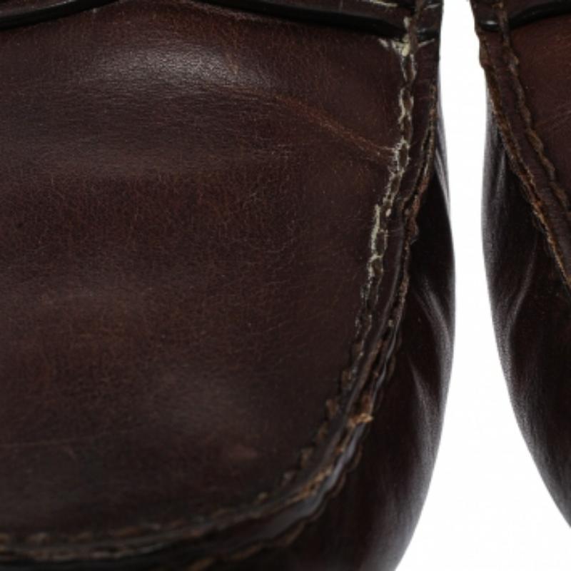 Prada Brown Croc And Leather  Slip On  Loafers Size 44.5 For Sale 3