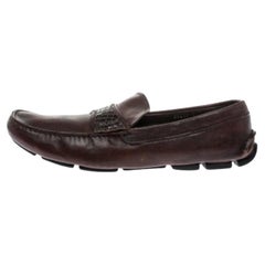 Prada Brown Croc And Leather  Slip On  Loafers Size 44.5