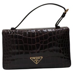 Prada brown croco leather small handbag