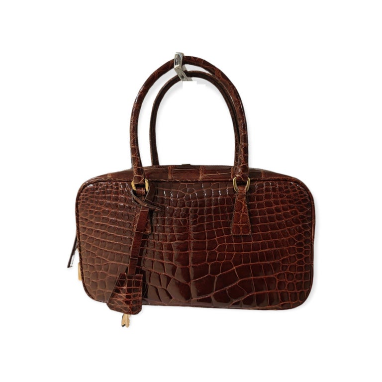 prada brown crocodile bag
