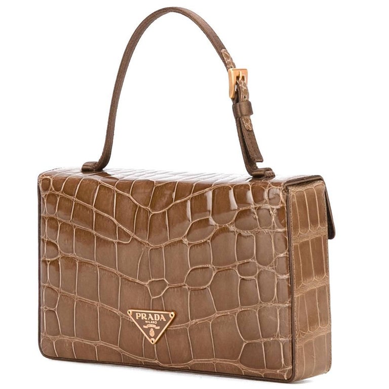 Prada Brown Crocodile Leather Vintage Bag, 2000s For Sale at 1stdibs