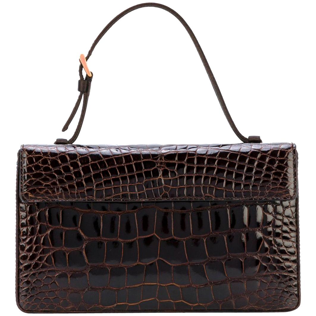 Prada Brown Crocodile Leather Vintage Bag, 2000s