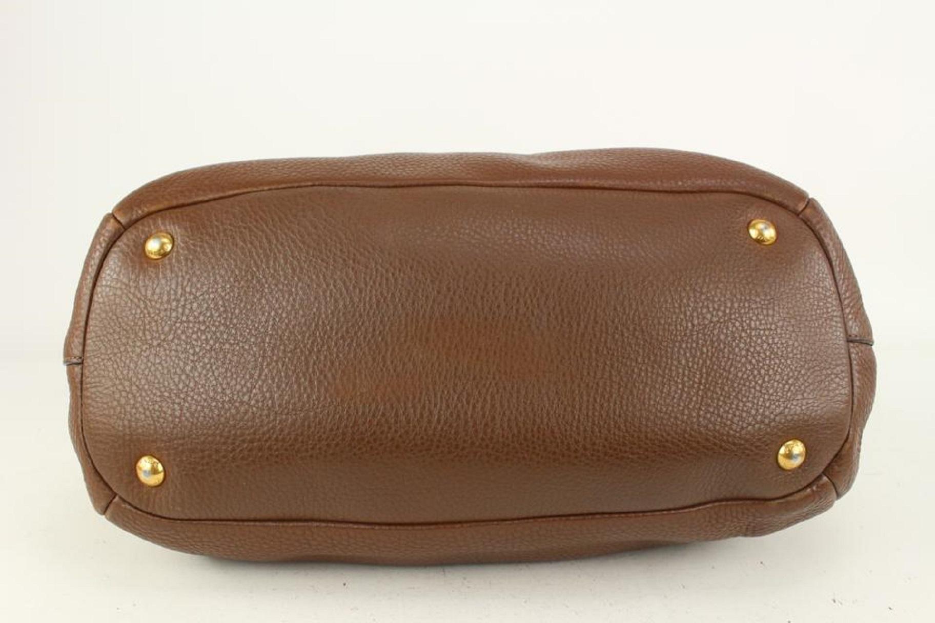 Prada Brown Daino Vitello Leather 2way ConvertibleTote Bag 818pr58 2