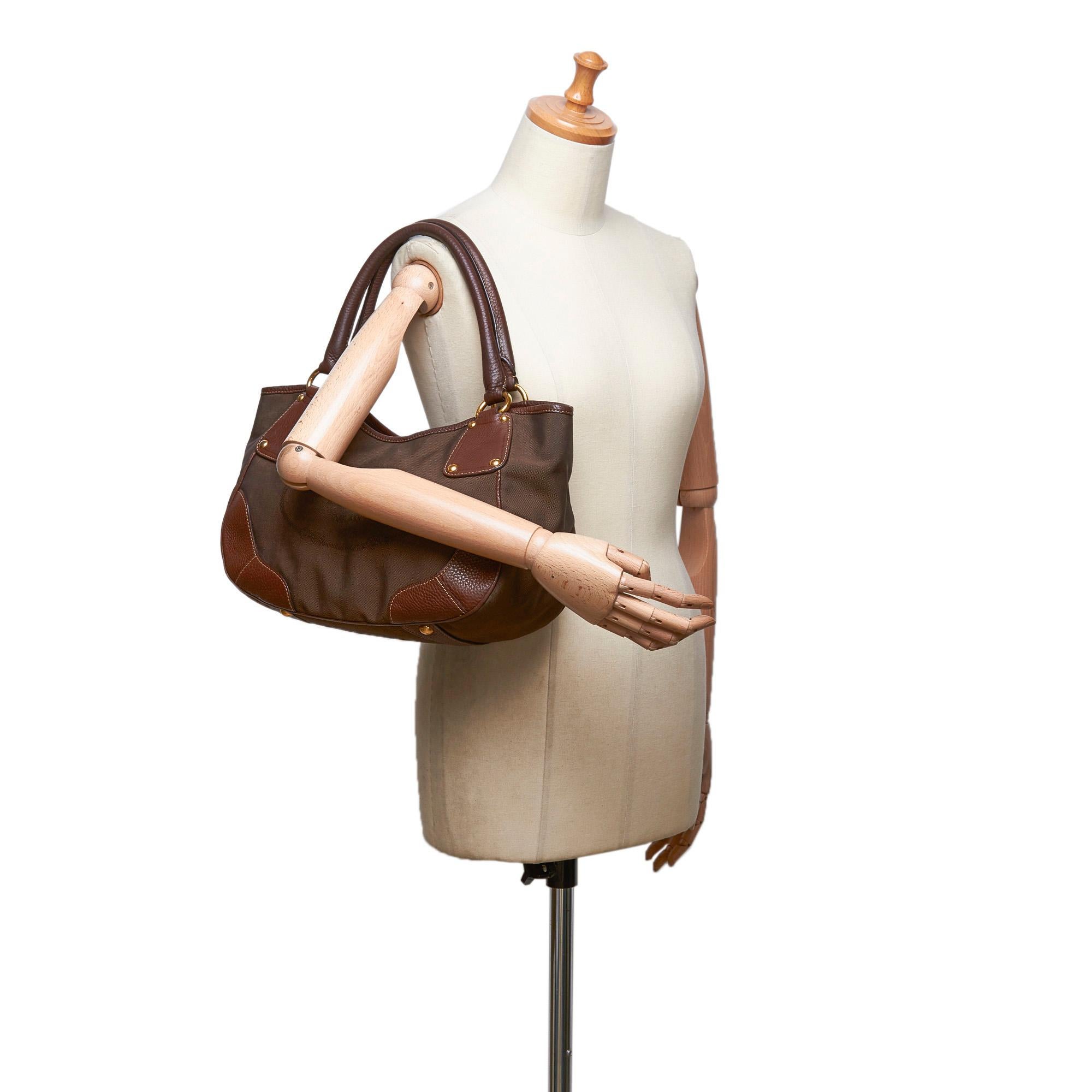 Prada Brown Dark Brown Jacquard Fabric Canapa Tote Bag Italy 6
