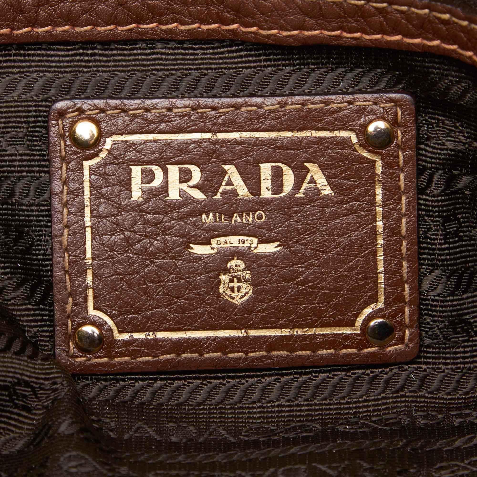 Prada Brown Dark Brown Jacquard Fabric Canapa Tote Bag Italy 2