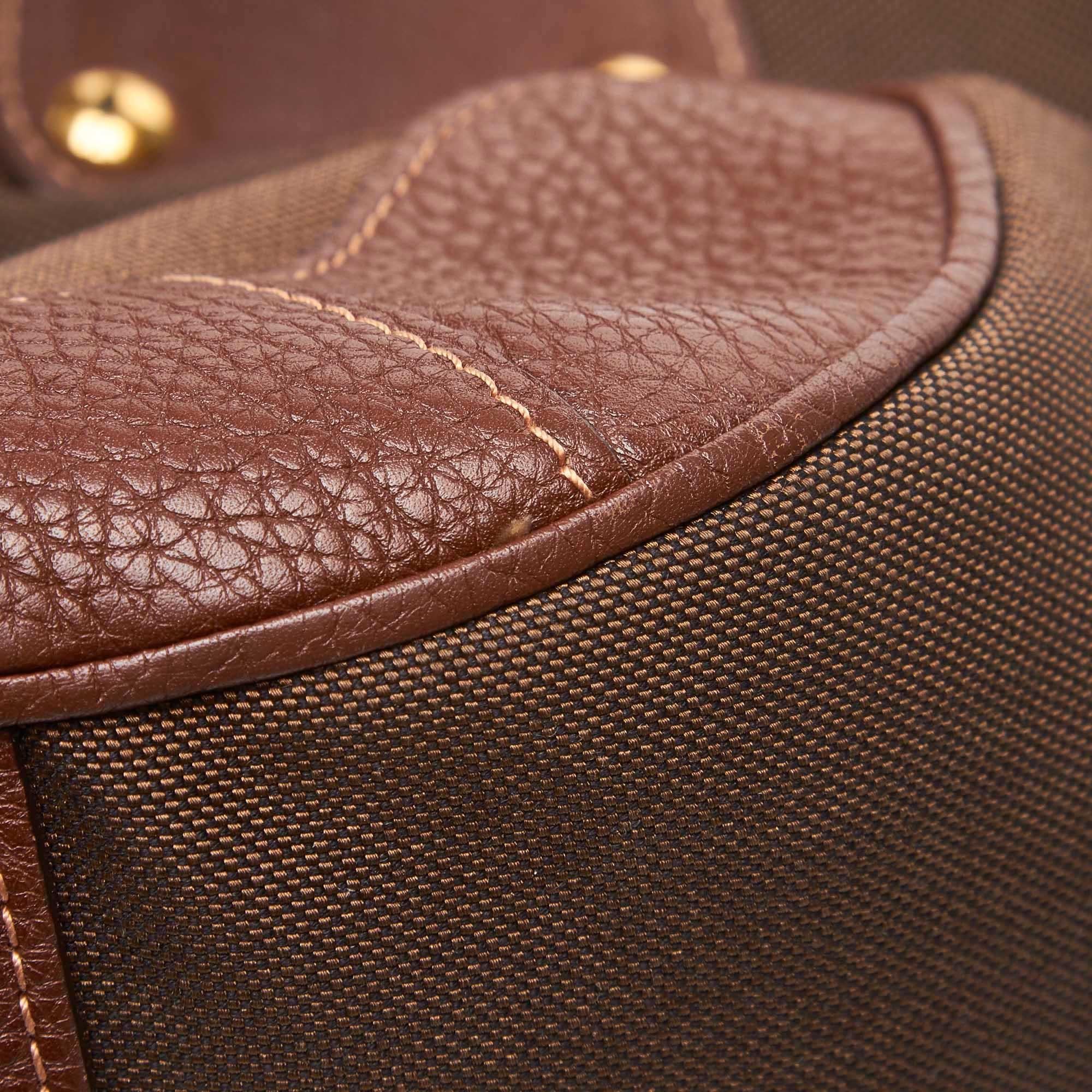 Prada Brown Dark Brown Jacquard Fabric Canapa Tote Bag Italy 3