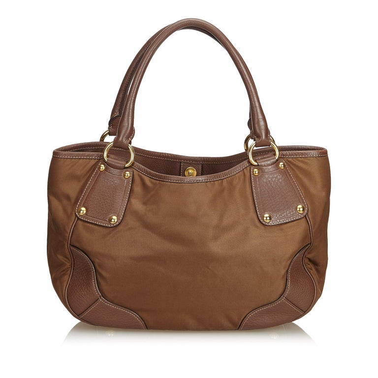 Prada Brown Fabric Nylon Tote Bag For Sale at 1stdibs