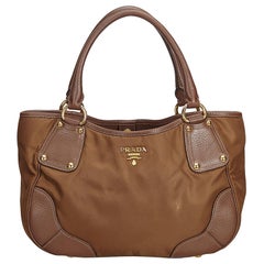 Prada Brown Fabric Nylon Tote Bag
