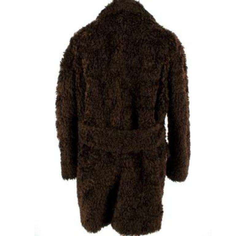 Women's Prada Brown Faux Fur Double Breasted Coat For Sale