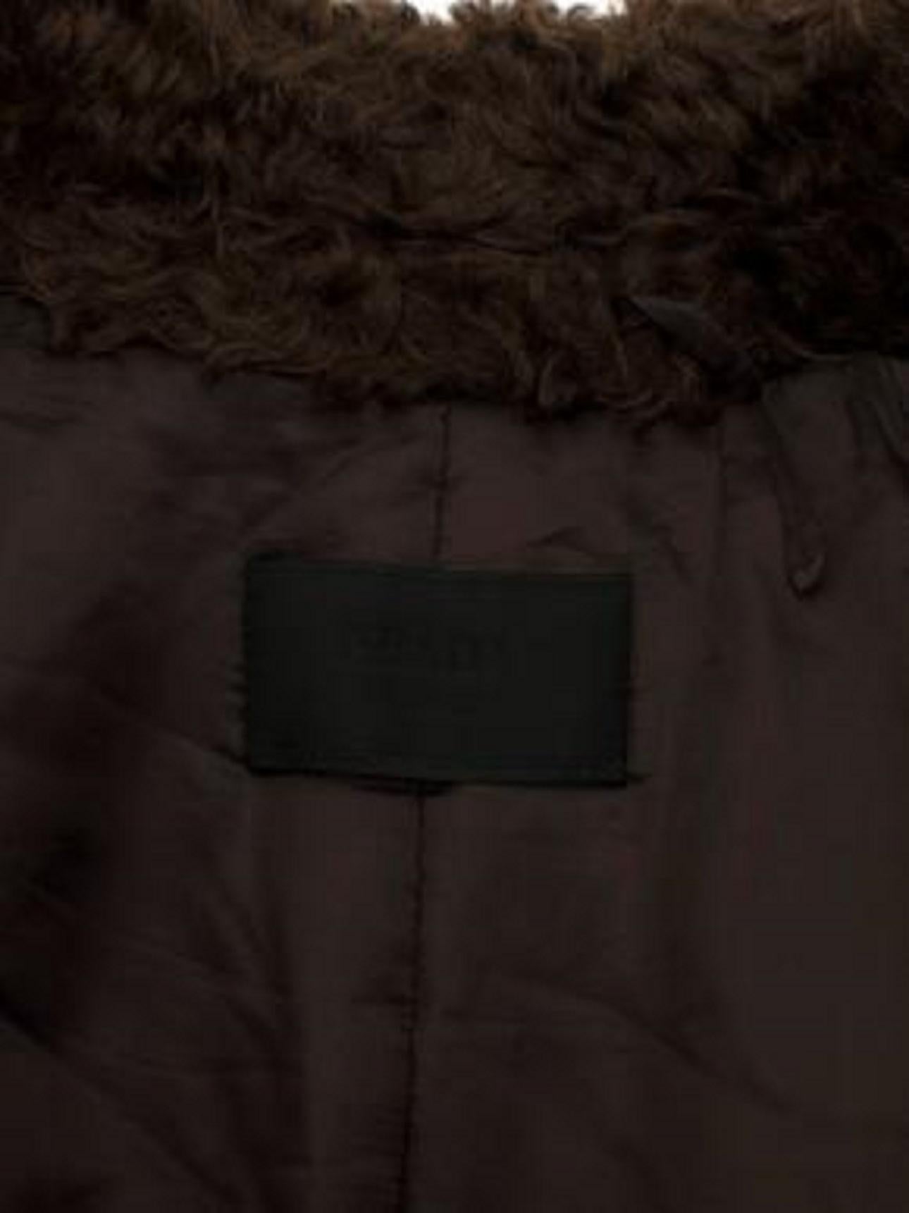 Prada Brown Faux Fur Double Breasted Coat For Sale 2