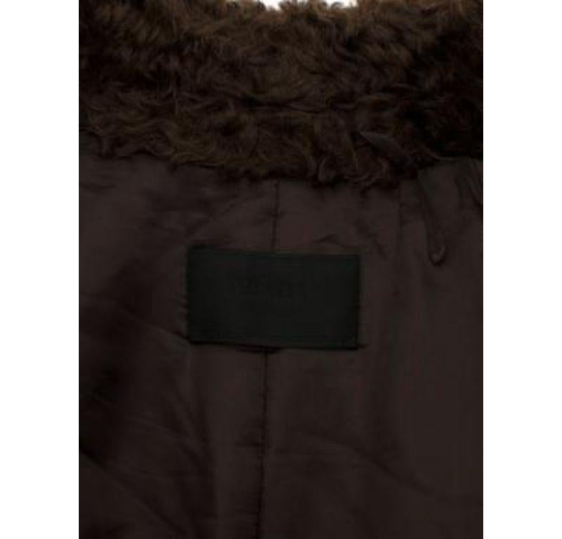 Prada Brown Faux Fur Double Breasted Coat For Sale 2
