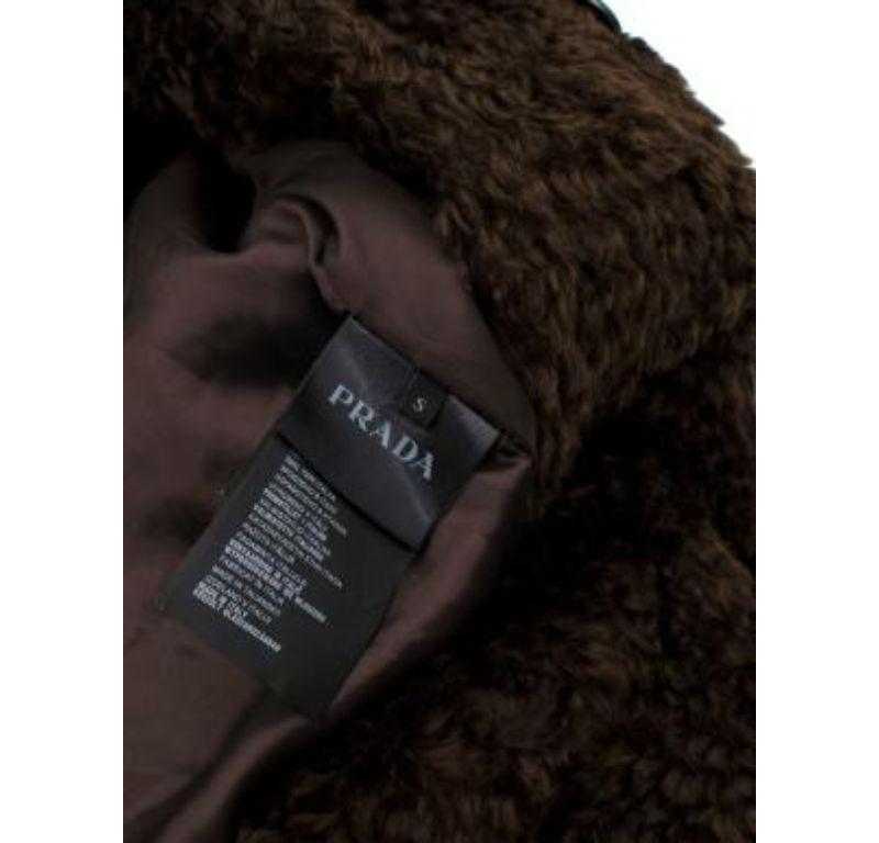 Prada Brown Faux Fur Double Breasted Coat For Sale 4