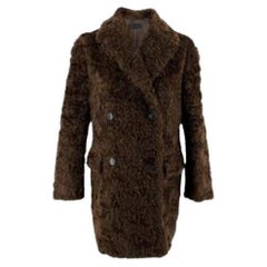Prada Brown Faux Fur Double Breasted Coat