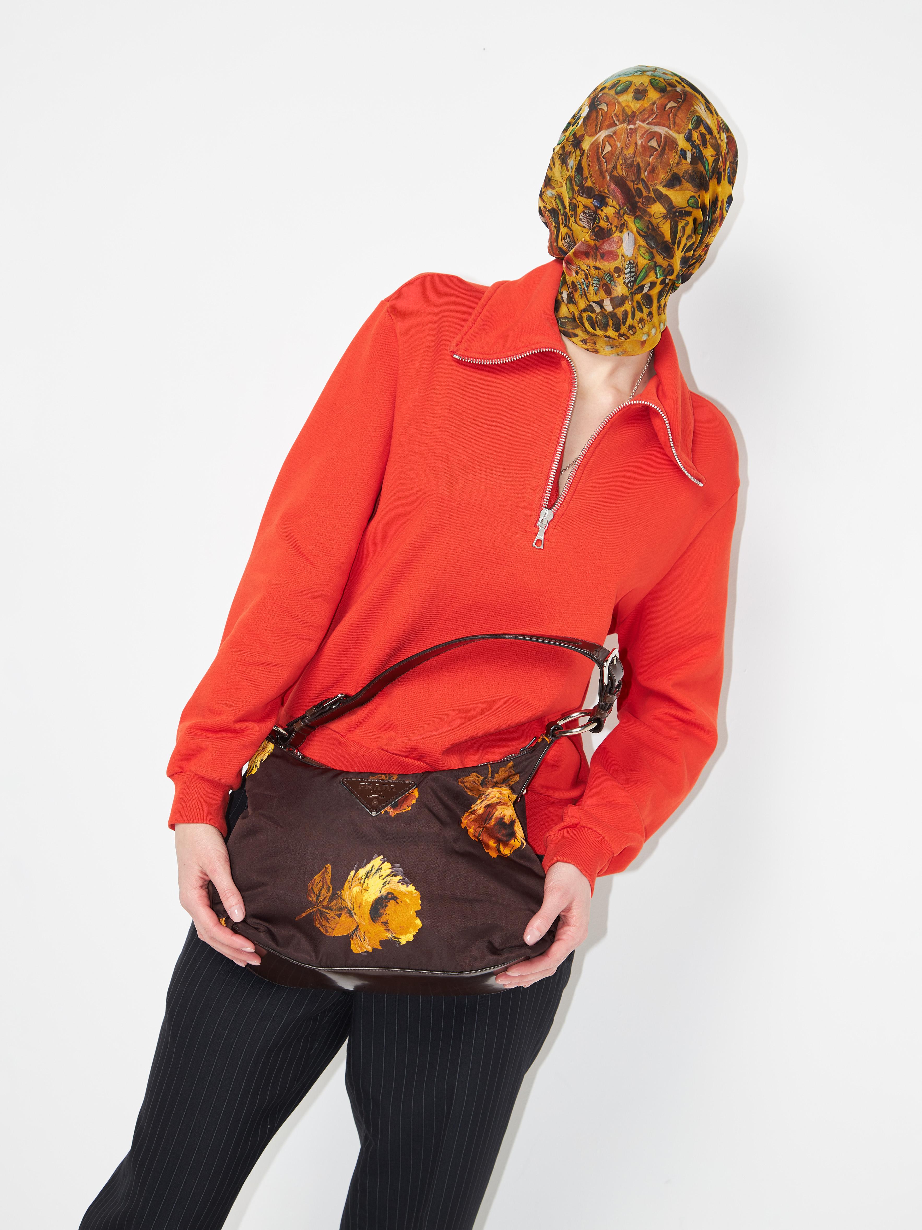 Women's Prada Brown Floral Printed Bag For Sale