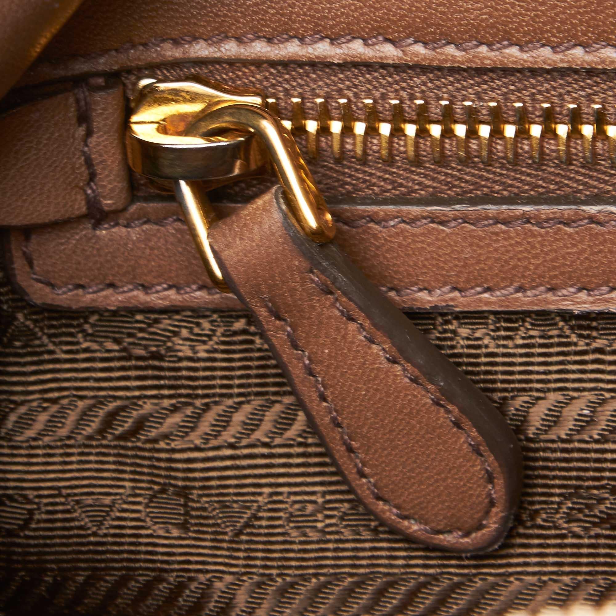 Prada Brown Gathered Leather Handbag For Sale 3