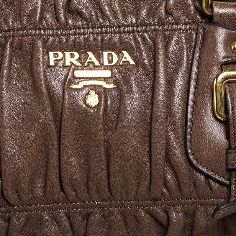 Prada Brown Gathered Leather Satchel 3