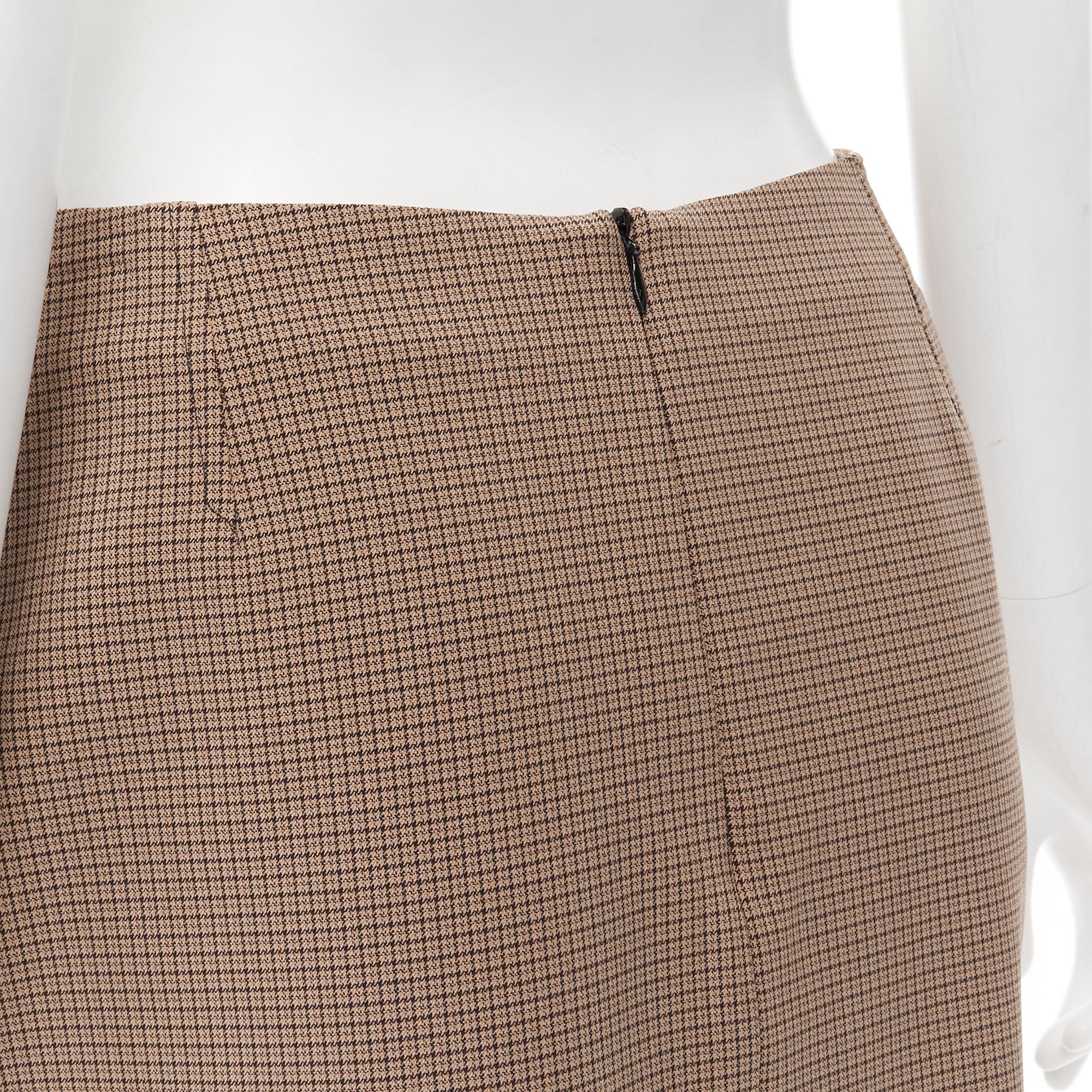 PRADA brown gingham check crepe dual pocket knee length skirt IT42 M 3