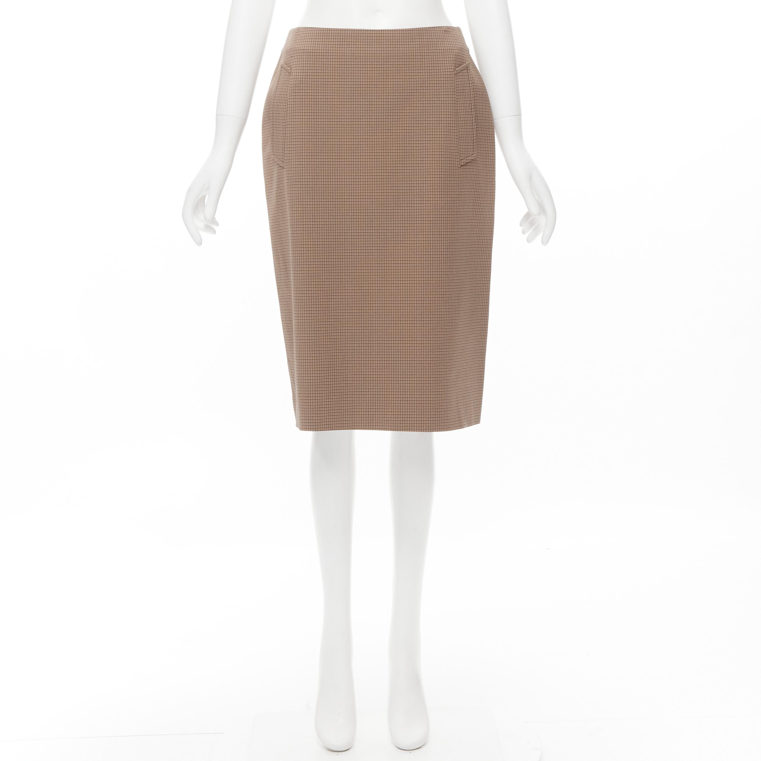 brown check skirt knee length