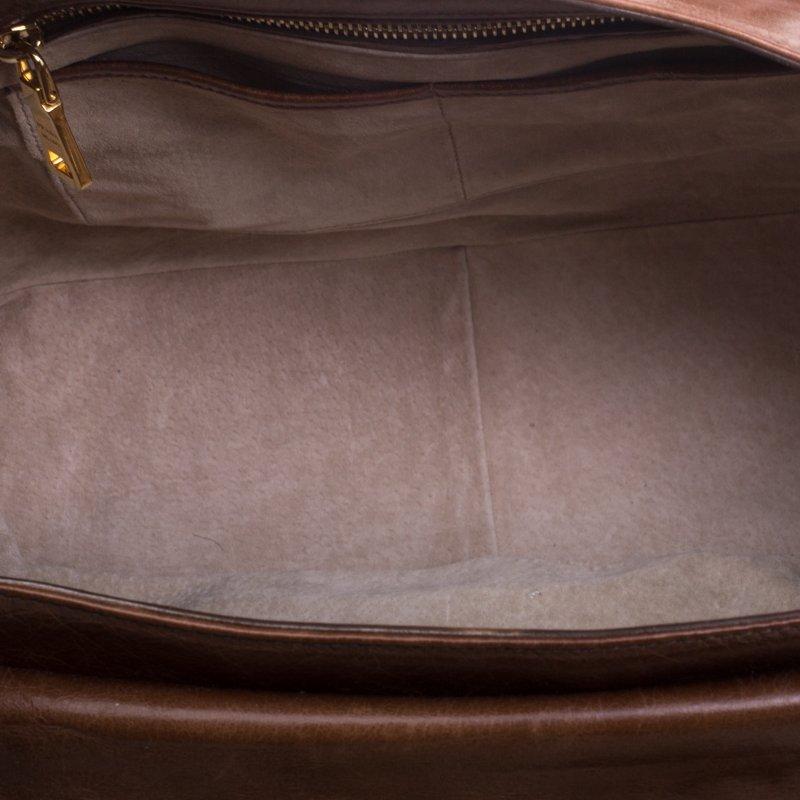 Prada Brown Glazed Leather Top Handle Bag 3