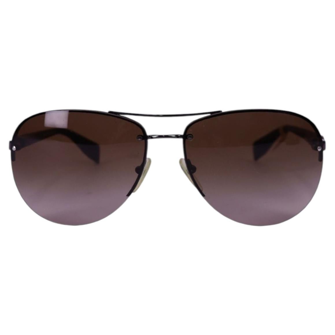 Prada Brown Gradient Aviator Sunglasses For Sale