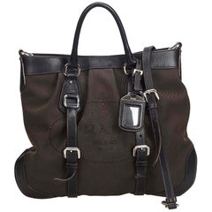 Prada Brown Jacquard Canapa Satchel