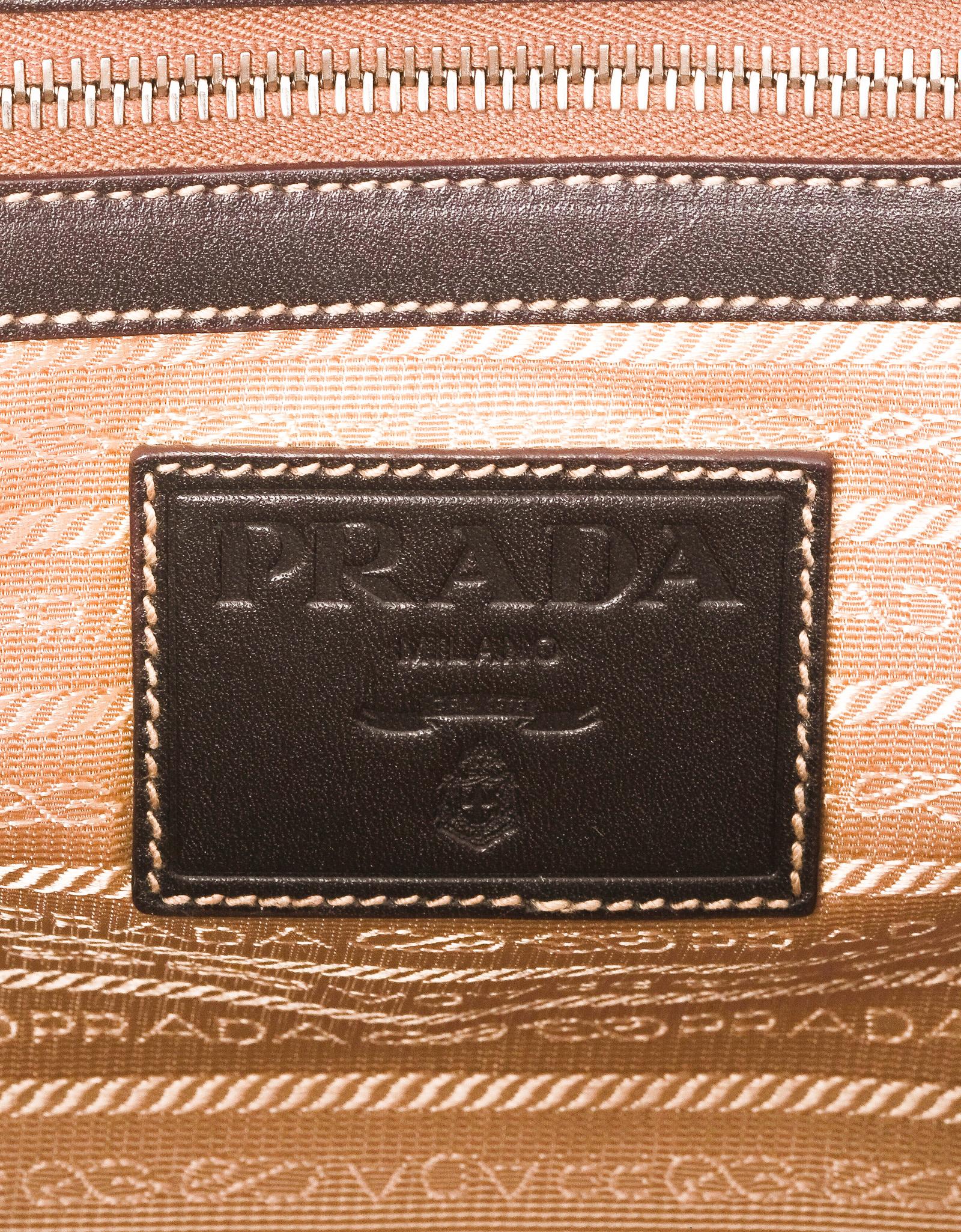 Prada Brown Jacquard Logo Doctor Handbag In Excellent Condition In Montreal, Quebec