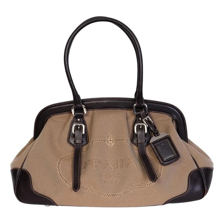 Prada Brown Jacquard Logo Doctor Handbag at 1stDibs