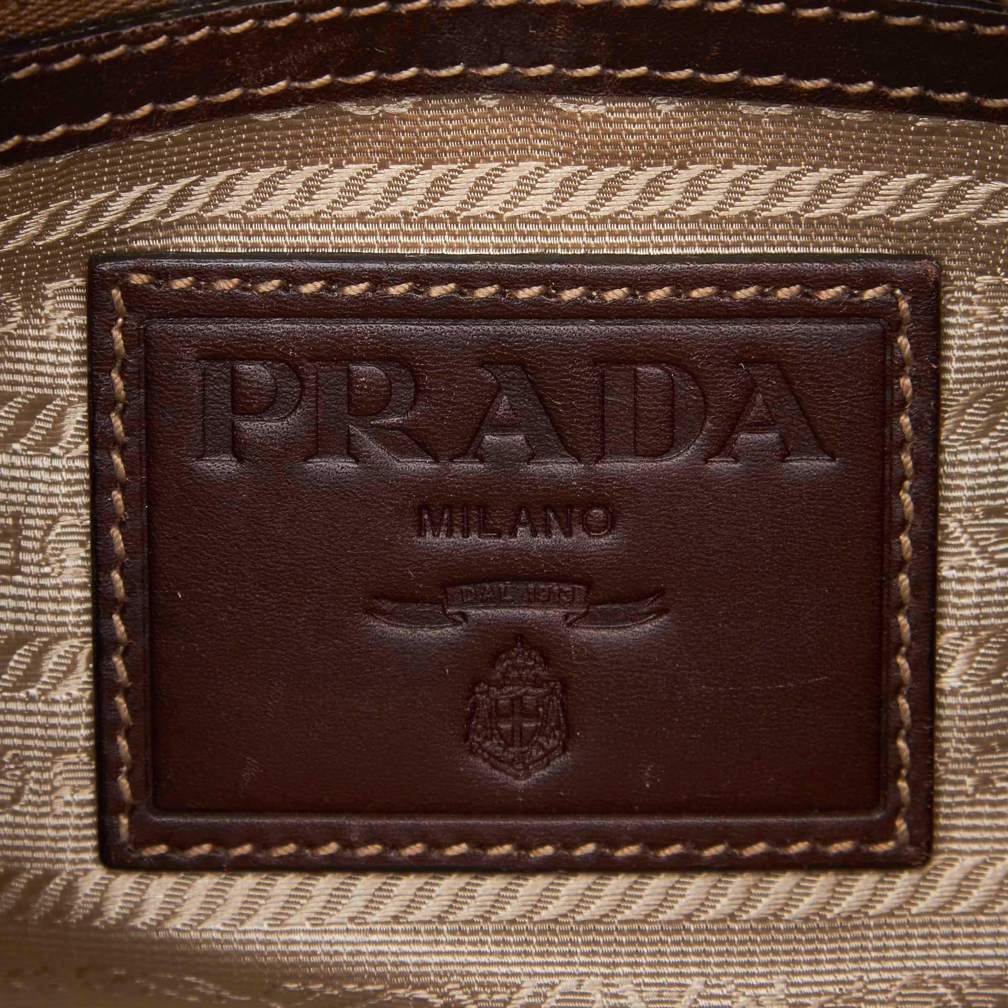 Prada Brown Khaki Canvas Fabric Canapa Hobo Italy w/ Dust Bag 2