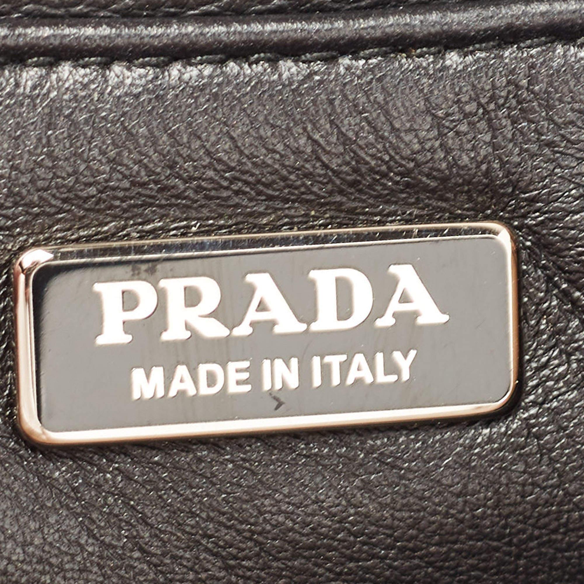 Prada Brown Leather Arcade Crossbody Bag 2