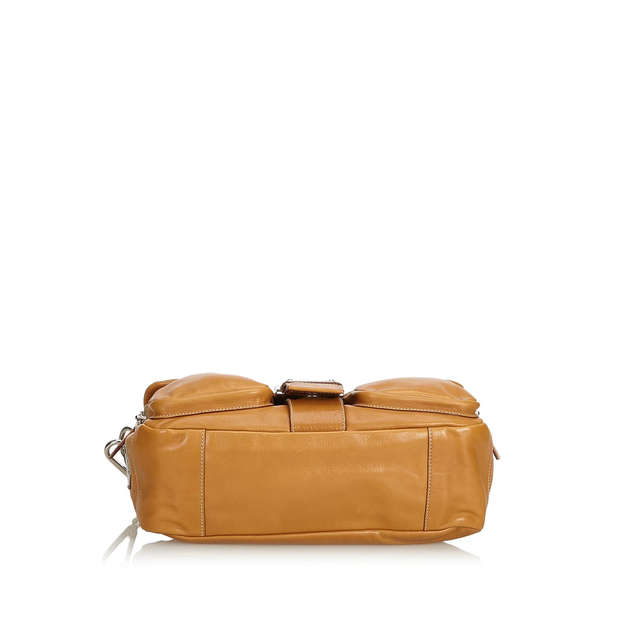 Women's Prada Brown Leather Bagutte Bag For Sale