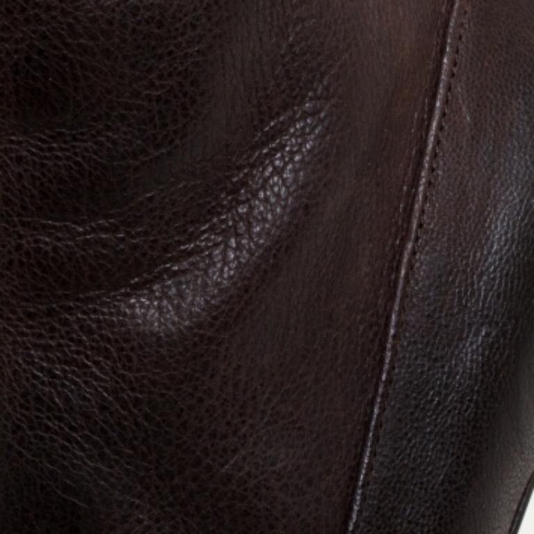 Prada Brown Leather Boots Size 38 For Sale 1