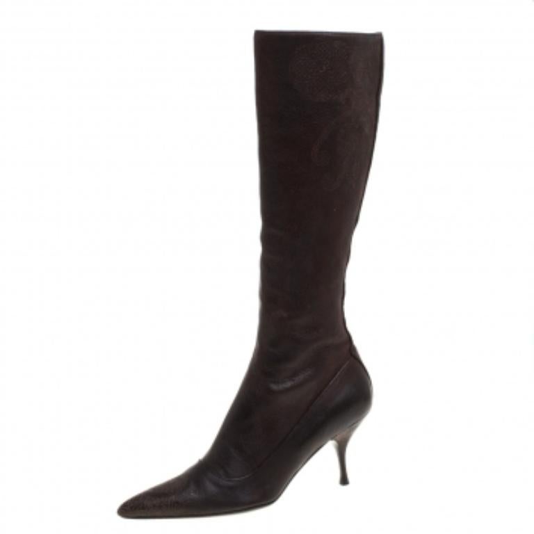 Prada Brown Leather Boots Size 38 For Sale 2