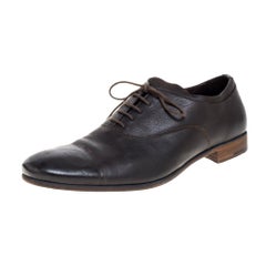 Prada Brown Leather Cap Toe Lace Up Oxford Size 42.5
