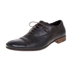 Prada Braun Leder Cap Toe Lace Up Oxford Größe 42,5