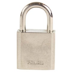 Prada Brown Leather Clochette Silver Padlock and Key Cadena Lock 14PR1215